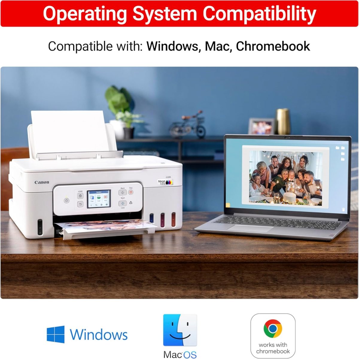 Canon Megatank G3290 All-in-One Wireless Supertank [Megatank] Printer | Print, Copy Scan | Mobile Printing |2.7" LCD Color Touchscreen | Auto Duplex - Image 4