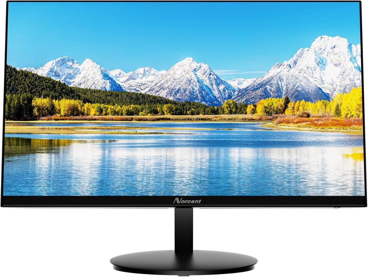 24 Inch Computer Frameless Monitor, 75Hz Full HD 1920 x 1080P IPS LED Display, HDMI VGA Port, 178 Degree Viewing Angle Blue Light Filter Function, 100x100mm VESA Mountable, MN24-H - Image 1