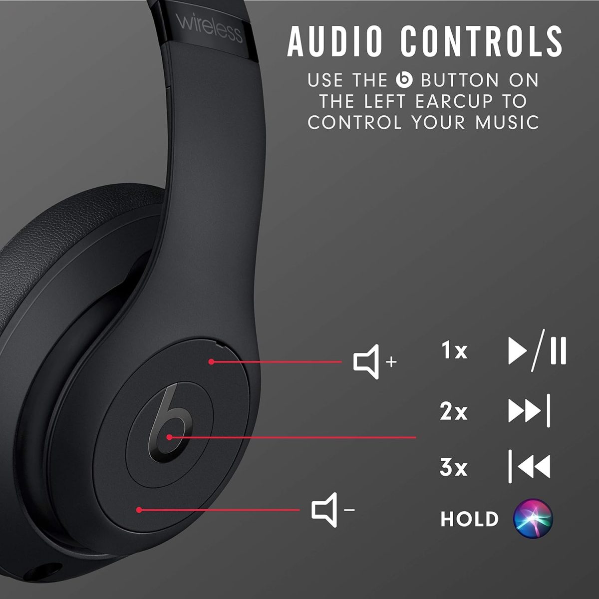 Beats Studio3 Wireless Noise Cancelling Over-Ear Headphones - Apple W1 Headphone Chip, Class 1 Bluetooth, 22 Hours of Listening Time, Built-in Microphone - Matte Black - Image 7