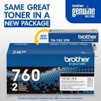 Brother Genuine High-Yield Black Toner Cartridge Twin Pack TN760 2Pk, TN7602PK,2 Pack - Image 3
