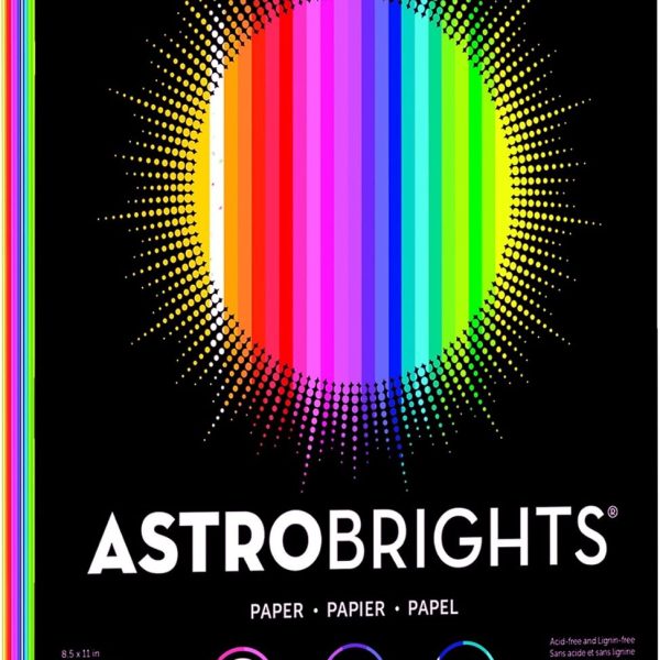 Astrobrights Color Paper, 8.5” x 11”, 24 lb/89 gsm, Spectrum 25-Color Assortment, 150 Sheets (80933-01)