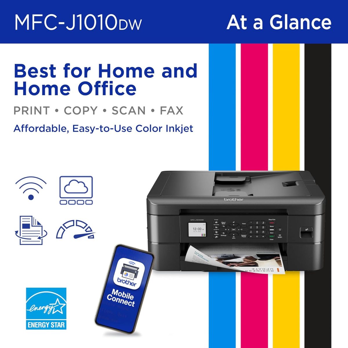Brother MFC-J1010DW Wireless Color Inkjet All-in-One Printer with Mobile Device and Duplex Printing, Refresh Subscription and Works with Alexa - Image 2