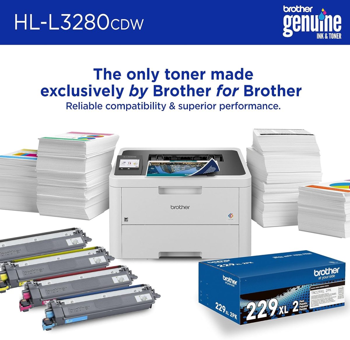 Brother HL-L3280CDW Wireless Compact Digital Color Printer with Laser Quality Output, Duplex, Mobile Printing & Ethernet | Includes 4 Month Refresh Subscription Trial¹, Amazon Dash Replenishment Ready - Image 4