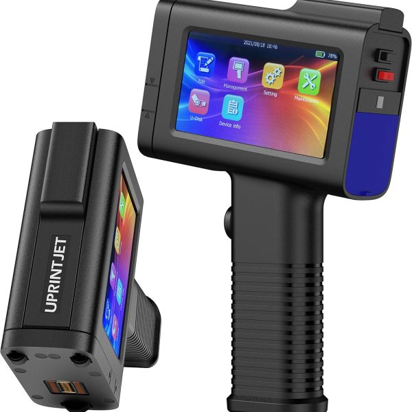 Handheld Inkjet Printer BT-HH6105B2 with Photoelectric Sensor Inkjet Coder Quick-Drying Ink for Barcode QRcode Batch Number Logo Date Printing Machine Handheld Printer for Any Surface
